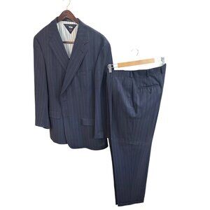 Tommy Hilfiger 2 piece Pinstripe Suit 46L Pants 40 x 31 Navy Wool Blend Classic